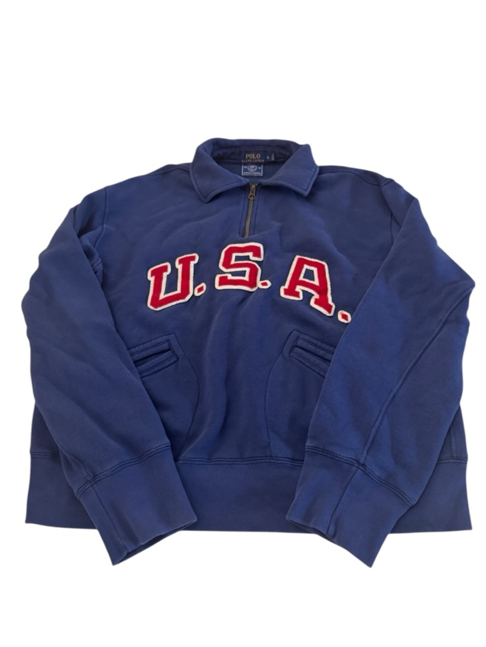 Polo Ralph Lauren USA Quarter Zip Fleece Pullover Large 2016 Olympic - Picture 2 of 9